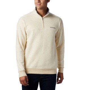 Beige Men's Columbia Hart Mountain II Half Zip Sweatshirt | MEBFL-1870