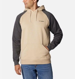 Beige Men's Columbia Hart Mountain II Hoodie | OWVQL-5329