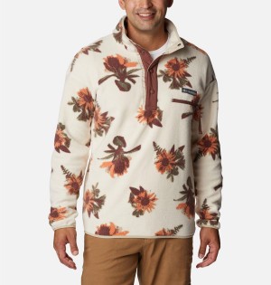 Beige Men's Columbia Helvetia Half Snap Fleece Pullover | KTLZV-2158