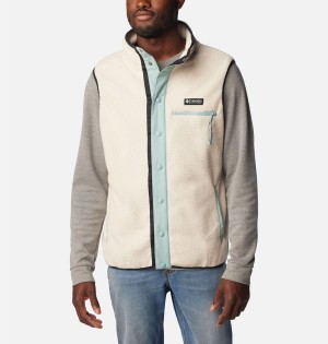 Beige Men's Columbia Helvetia Sherpa Fleece Vest | JCPWQ-5694