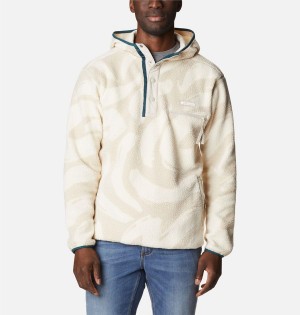 Beige Men's Columbia Helvetia Sherpa Fleece Hoodie | BQGSZ-3485