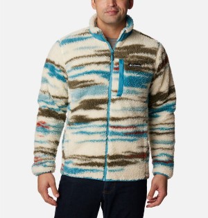 Beige Men's Columbia Winter Pass Printed Fleece Jacket | BPZLE-8243