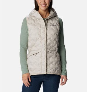 Beige Women's Columbia Delta Ridge Hooded Vest | HJYEK-6301