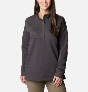 Beige Women's Columbia Hart Mountain Quilted Half Snap Pullover | BXASH-9530