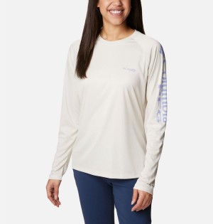 Beige Women's Columbia PFG Tidal II Long Sleeve T-Shirt | WZEOA-8127