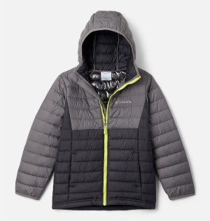 Black Kids' Columbia Powder Lite Hooded Jacket | PUKYQ-6478