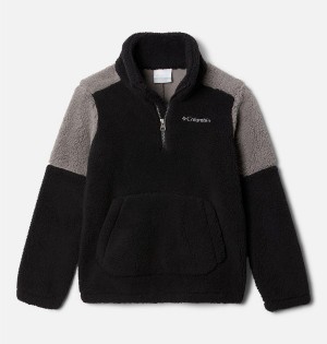 Black Kids' Columbia Rugged Ridge III Half Zip Sherpa Pullover Fleece | EXFTQ-7965