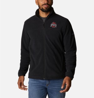 Black Men's Columbia Collegiate Flanker III Fleece Jacket - Ohio Pullover | WJBSK-1604