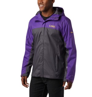 Black Men's Columbia Collegiate Glennaker Storm - LSU Rain Jacket | DUSXE-0752