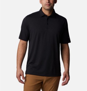 Black Men's Columbia Drive Golf Polo Shirt | YOAJD-6531