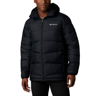 Black Men's Columbia Fivemile Butte Hooded Insulated Puffer Jacket | XPGKL-7641