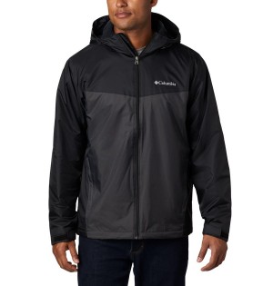 Black Men's Columbia Glennaker Sherpa Lined Rain Jacket | CKHOU-0183