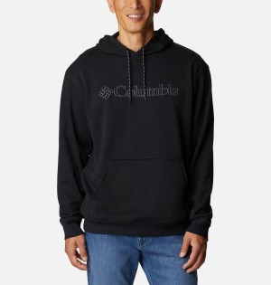 Black Men's Columbia Lodge French Terry II Hoodie | XFZPQ-6492