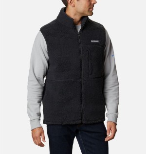 Black Men's Columbia Mountainside Sherpa Fleece Vest | VZRJM-6795