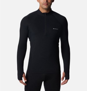 Black Men's Columbia Omni Heat Midweight Baselayer Half Zip T-Shirt | FVBMT-7931