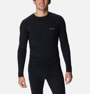 Black Men's Columbia Omni Heat Midweight Baselayer Crew T-Shirt | LNDFW-3295