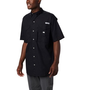 Black Men's Columbia PFG Bonehead Short Sleeve Shirt | BVJQR-7512