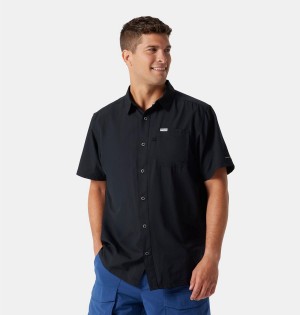 Black Men's Columbia PFG Slack Tide Camp Shirt | TMUKQ-3167