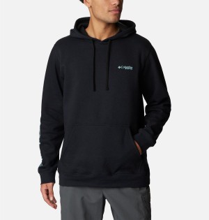 Black Men's Columbia PFG Sleeve II Graphic Hoodie | WRBQK-5048