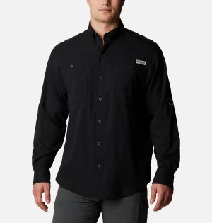 Black Men's Columbia PFG Tamiami II Long Sleeve Shirt | SMOQB-6714