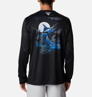 Black Men's Columbia PFG Terminal Tackle Carey Chen Long Sleeve T-Shirt | ERLHI-6298