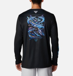 Black Men's Columbia PFG Terminal Tackle Carey Chen Long Sleeve T-Shirt | GAKIO-2386