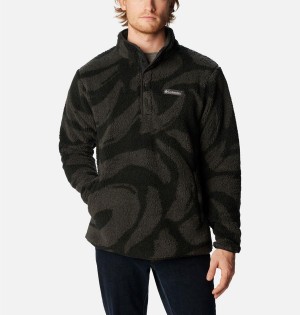 Black Men's Columbia PHG Rugged Ridge II Sherpa Half Snap Pullover | IRPUG-5096