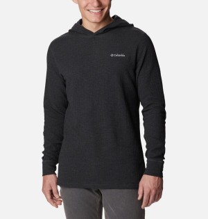 Black Men's Columbia Pine Peak Waffle Hoodie | DPLIV-5790