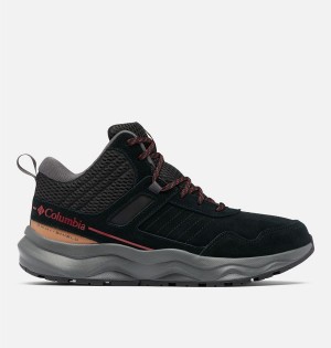 Black Men's Columbia Plateau Venture Mid Hiking Shoes | CFRXZ-8197