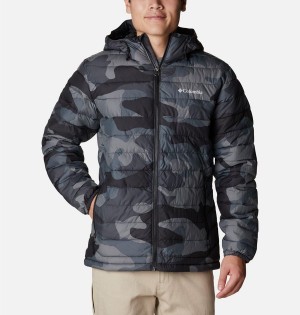 Black Men's Columbia Powder Lite Hooded Insulated Puffer Jacket | KHFYP-1532