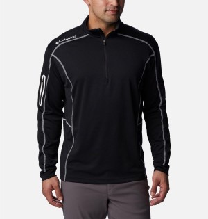 Black Men's Columbia Shotgun Quarter Zip Golf Pullover | PTSKH-7834