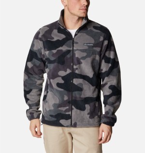 Black Men's Columbia Steens Mountain Printed Fleece Jacket | CLTMF-4327