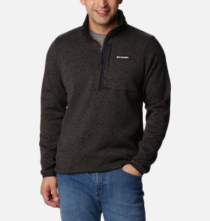 Black Men's Columbia Sweater Weather Fleece Half Zip Pullover | EYUQK-9053