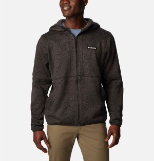 Black Men's Columbia Sweater Weather Full Zip Hoodie Fleece Jacket | QBOYF-0371