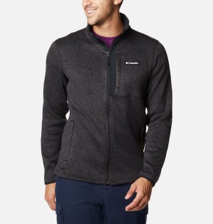 Black Men's Columbia Sweater Weather Full Zip Fleece Jacket | KEQNH-1572