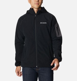 Black Men's Columbia Tall Heights Hooded Softshell Jackets | MQEOD-7582