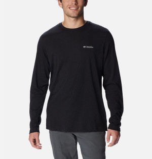 Black Men's Columbia Thistletown Hills Long Sleeve Crew T-Shirt | OCTWR-4751