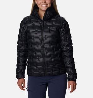 Black Women's Columbia Alpine Crux II Hooded Puffer Jacket | JVFCG-7381