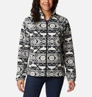 Black Women's Columbia Benton Springs Printed Full Zip Fleece Jacket | RTPLQ-1785