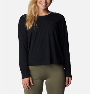 Black Women's Columbia Boundless Trek Long Sleeve T-Shirt | GSPMF-8176