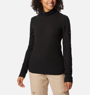 Black Women's Columbia Boundless Trek Ribbed Turtleneck Long Sleeve T-Shirt | SLGIA-3470