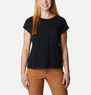 Black Women's Columbia Boundless Trek T-Shirt | RIXVC-7541