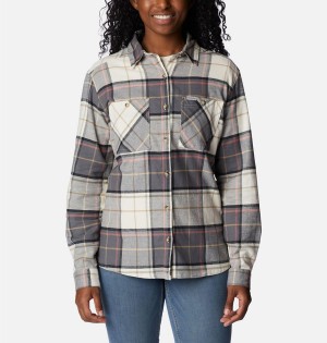 Black Women's Columbia Clay Hills Stretch Flannel Shirt | YAFJK-2463