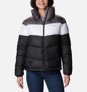 Black Women's Columbia Color Blocked Puffer Jacket | FJZQX-3047