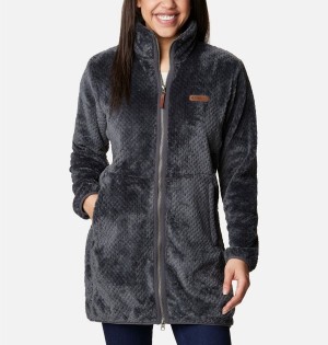 Black Women's Columbia Fireside Long Full Zip Fleece Jacket | GCQMD-5124