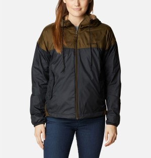 Black Women's Columbia Flash Challenger Fleece Lined Jacket Windbreaker | LCBRU-3426