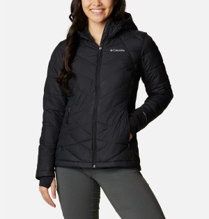 Black Women's Columbia Heavenly Hooded Puffer Jacket | KIEYD-6850