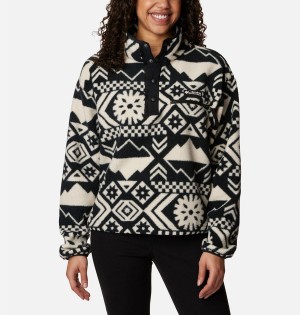 Black Women's Columbia Helvetia Cropped Half Snap Fleece Pullover | FSKJI-7016