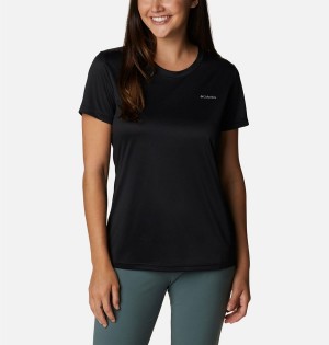 Black Women's Columbia Hike Short Sleeve Crew T-Shirt | VOEMP-1243