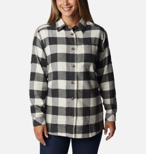 Black Women's Columbia Holly Hideaway Flannel Shirt | KVTJX-4715